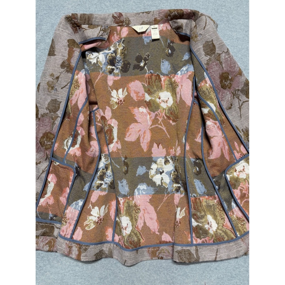 J. Jill Floral Tapestry Blazer Mauve Brown Multi Button Front Jacket 14T Tall - Picture 12 of 13